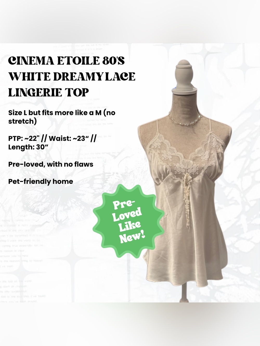 Cinema Etoile 80's White Dreamy Lace Lingerie Top